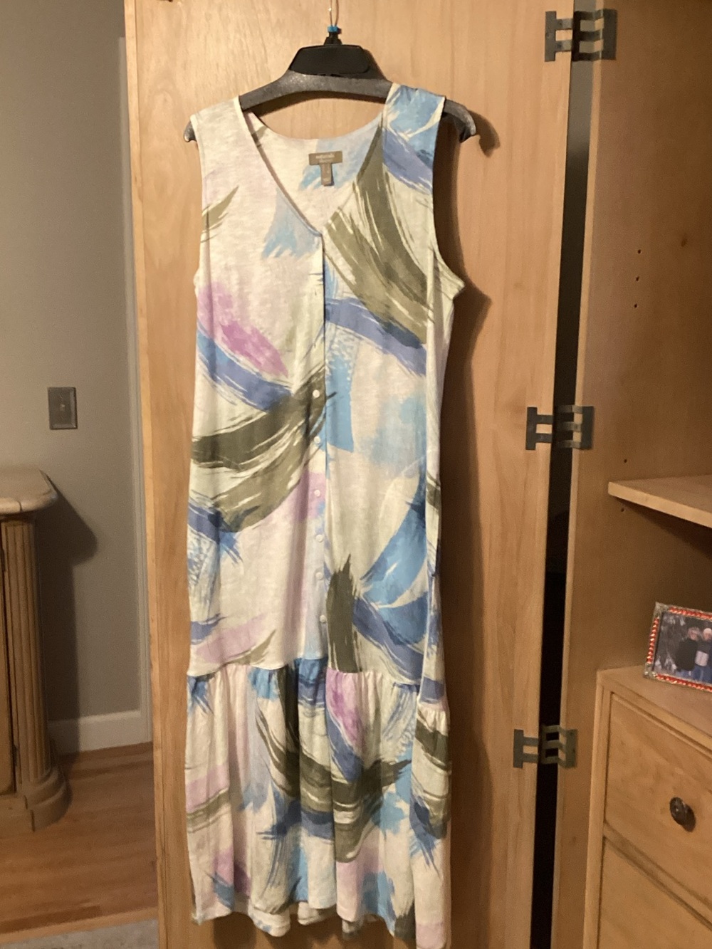 Sleeveless Brushstroke Print Maxi Dress by